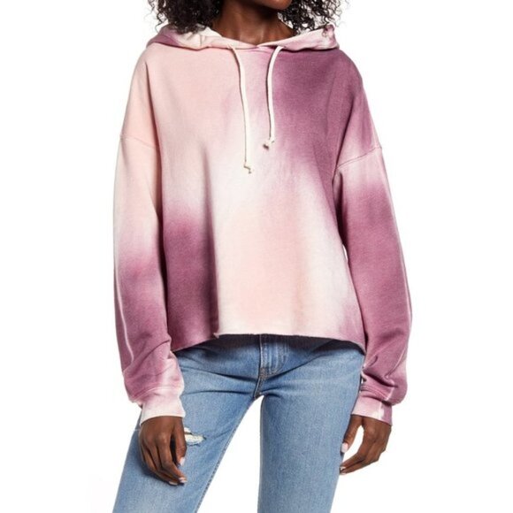 TREASURE & BOND Tie Dye Hooded Sweatshirt Pink Beige - Picture 1 of 2